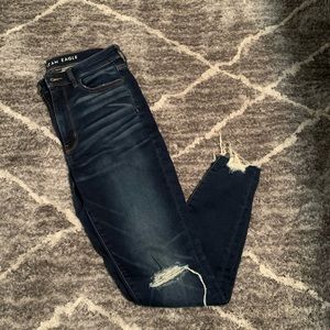 Super high rise distressed jeans